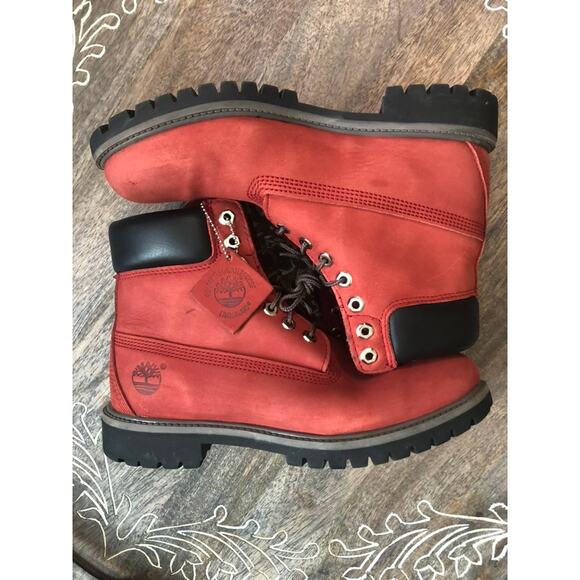 Men's Timberland Red Leather and Nubuk 6" Boots- Size 9M - Picture 2 of 11